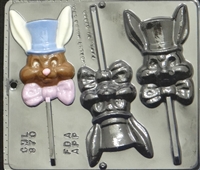 870 Rabbit with Top Hat Pop Lollipop Chocolate Candy Mold