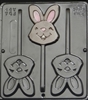 884 Happy Face Bunny Lollipop Chocolate Candy Mold