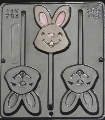 884 Happy Face Bunny Lollipop Chocolate Candy Mold