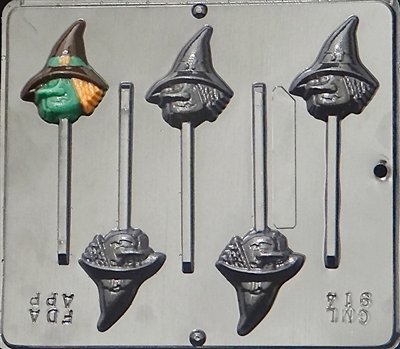 914 Witch Face Lollipop Chocolate Candy Mold