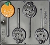 928 Pumpkin Jack O' Lantern Lollipop Chocolate Candy Mold