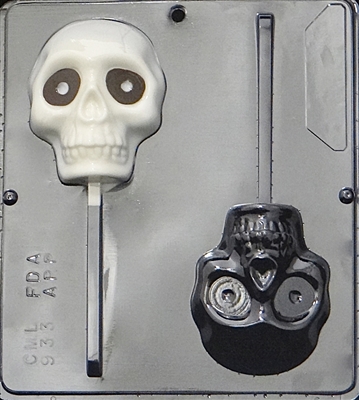 933 Large Skull Lollipop Chocolate Candy Mold