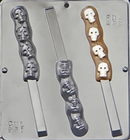 961 Skulls on Pretzel Rod Chocolate Candy Mold