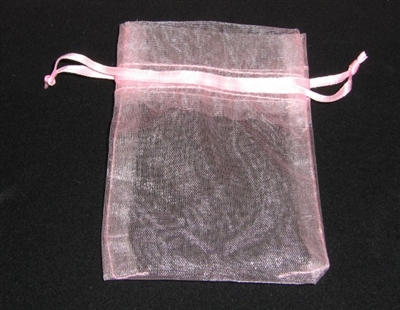 BA-50-21 Light Pink Organza Sheer Pouch. Drawstring close 3" x 4" 12 ct.