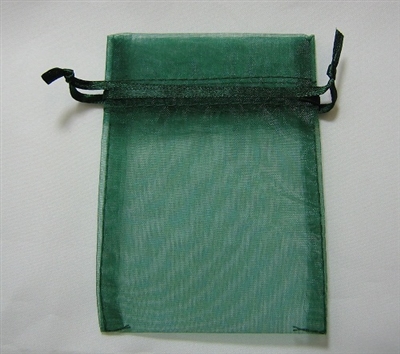 BA-50-59 Hunter Green Organza Sheer Pouch. Drawstring close 3" x 4" 12 ct.