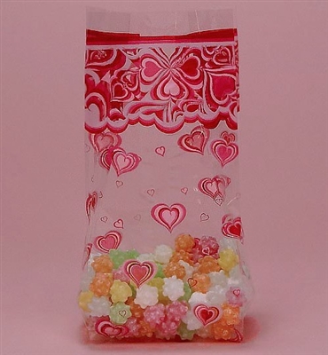 BAP-05 Groovy Hearts printed cello bag. 100 ct.