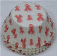 BC-10-100 Pink Awareness Ribbon on White Standard Baking Cup 100 ct.