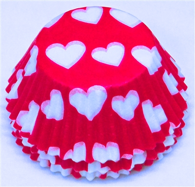 BC-12-100 White Hearts on Hot Pink Standard Baking Cup 100 ct.