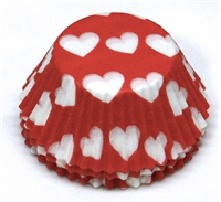 BC-13-100 White Hearts on Red Standard Baking Cup 100 ct.