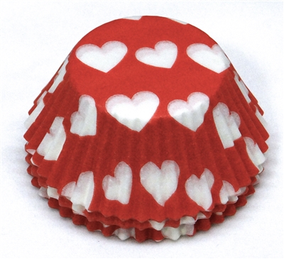 BC-13 White Hearts on Red Standard Baking Cup 500 ct.