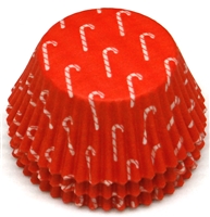 BC-15-100 Candy Cane printed on Red Standard Baking Cup 100 ct.