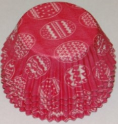 BC-17-100 White Easter Eggs on Hot Pink Standard Baking Cup 100 ct.