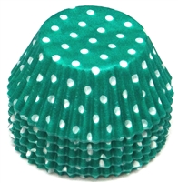 BC-22-100 White Polka Dot on Teal Green Standard Baking Cup 100 ct.