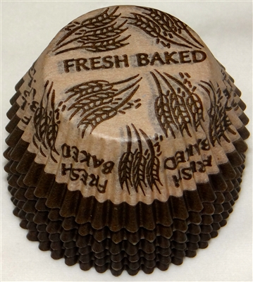 BC-23-100 "Fresh Baked" printed Brown/Beige Standard Baking Cup 100 ct.