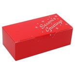 BO-1080RDXG  1/2 lb. red Season's Greetings Box. 1 piece. 5 1/2in. x 2 3/4in. x 1 3/4in. Quantity 250