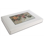 BO-109 1 lb. 2 piece Mistletoe Merry Christmas cover with white base. 9 3/8in. x 6in x 1 1/8in. Quantity 10
