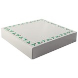 BO-123 8 oz. Holly Print Cover with White Base. 5 3/4" x 5 3/4" x 1 1/8" Quantity 10