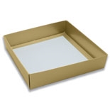 BO-1469BTGL  16 oz. Square Gold Cardboard BASE ONLY. 7 9/16in. x 7 9/16in. x 1 5/8in. Quantity 250