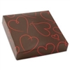 BO-1469CVH 16 oz.  Chocolate Brown w/ Red Hearts Square Cover,7 9/16" x 7 9/16" x 1 1/8". Quantity 250