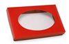 BO-3RW 1/2 lb. Red cover w/oval cello window and White base