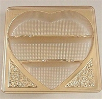 BO-40HIG  Gold Heart Insert Candy Tray 3 cavity 5 1/2 x 5 1/2 x 15/16 fits box BO-40, 40G, BO-75. Quantity 25