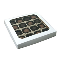 BO-42WW 16oz. White square cardboard base w/White Window Cover 7 9/16" x 7 9/16" x 1 1/8" Quantity 25