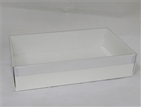 BO-4DP  2 lb. White Double Deep cardboard base w/Clear Cover 9 3/8" x 6" x 2"