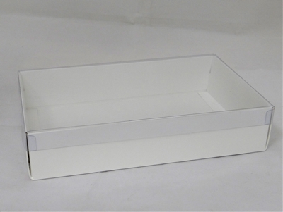 BO-4DP  2 lb. White Double Deep cardboard base w/Clear Cover 9 3/8" x 6" x 2"