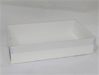 BO-4DPQ  2 lb. White Double Deep cardboard base w/Clear Cover 9 3/8" x 6" x 2"