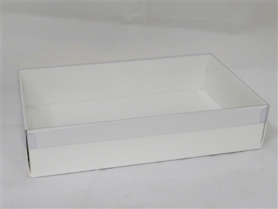 BO-4DPQ  2 lb. White Double Deep cardboard base w/Clear Cover 9 3/8" x 6" x 2"