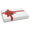 BO-68 1 lb. 2 piece Ribbon & Holly Cover with white base. 9 3/8in. x 6in. x 1 1/8in. Quantity 10