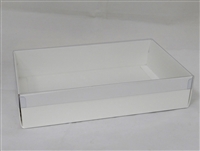 BO-7 1 lb. White Cardboard Double Deep Base w/Clear Cover 7" x 4 3/8" x 2 1/4"