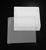 BO-9 3oz. White square cardboard base w/Clear Cover 3 1/2" x 3 1/2" x 1 1/8" Quantity 25