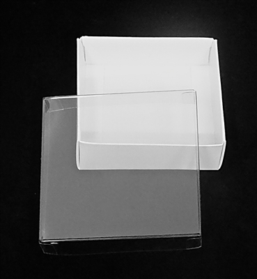 BO-9 3oz. White square cardboard base w/Clear Cover 3 1/2" x 3 1/2" x 1 1/8" Quantity 25