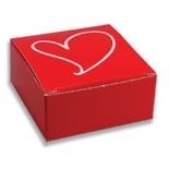 BO-93 One Piece Square Red Maxi Box with White Heart 2 1/2" x 2 1/2" x 1 1/8" Quantity 50