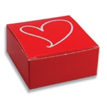 BO-93Q  One Piece Square Red Maxi Box with White Heart 2 1/2" x 2 1/2" x 1 1/8" Quantity 100
