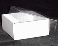 BO-9D 3 oz. White square deep cardboard base w/Clear Cover 3 1/2" x 3 1/2" x 1 5/8" Quantity 25