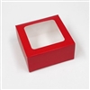 BO-9RW  3 oz. 2 Pc. Red Square Cover, Cello window & white base 3 1/2" x 3 1/2" x 1 1/8" Quantity 25