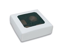 BO-9WW 3oz. White square cardboard base w/ White Window Cover 3 1/2" x 3 1/2" x 1 1/8" Quantity 25