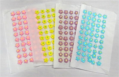 CF-2 Flowers. 1/2" Assorted colors blue, pink, yellow, & purple. Qty. 1,000