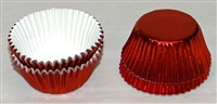 CP-24 #5 Red Foil candy cup with white paper liner. 1 1/4" diameter, 3/4" wall. Qty. 500