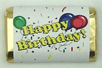 MW-01 "Happy Birthday" Mini Candy Bar Wrapper (sticker) 1 1/2 x 3 1/2 (4 sheets) 60 pcs