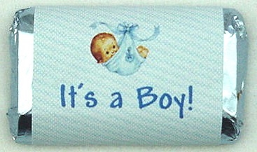 MW-06 "It's a Boy" Mini Candy Bar wrapper (sticker) 1 1/2in. x 3 1/2in. (4 sheets) 60 pcs