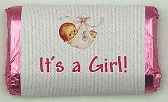MW-07 "It's a Girl" Mini Candy bar wrapper (sticker)1 1/2in. x 3 1/2in. (4 sheets) 60 pcs