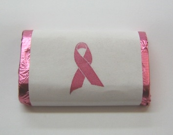 MW-130 Pink Awareness Ribbon Mini Candy Bar Wrapper (sticker) 1 1/2in. x 3 1/2in. (4 sheets/60 pcs)