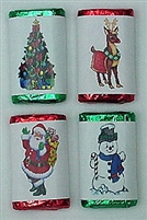 MW-20 Christmas Assortment #2 Mini Candy Bar Wrapper (sticker) 1 1/2in. x 3 1/2in. (1 sheet of each design) 60 pcs