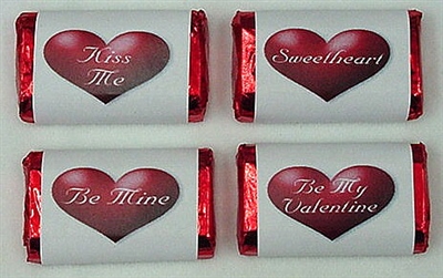 MW-23 Valentine Assortment Mini Candy Bar Wrapper (sticker) 1 1/2" x 3 1/2" (1 sheet of each design) 60 pcs