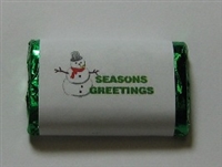 MW-51 "Snowman Season\'s Greetings" Mini Candy Bar Wrapper (sticker) 1 1/2" x 3 1/2" (4 sheets) 60 pieces