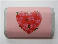 MW-67 "Heart of Roses" Pink Mini Candy Bar Wrapper (sticker) 1 1/2in. x 3 1/2in. (4 sheets) 60 pcs