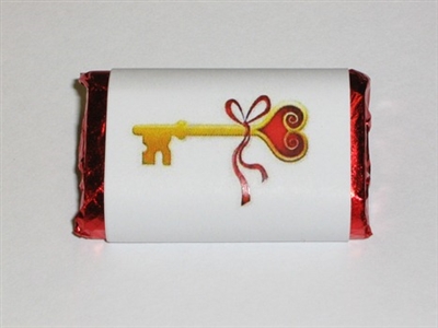 MW-69 "Key To My Heart" Mini Candy Bar Wrapper (sticker) 1 1/2in. x 3 1/2in. (4 sheets) 60 pcs